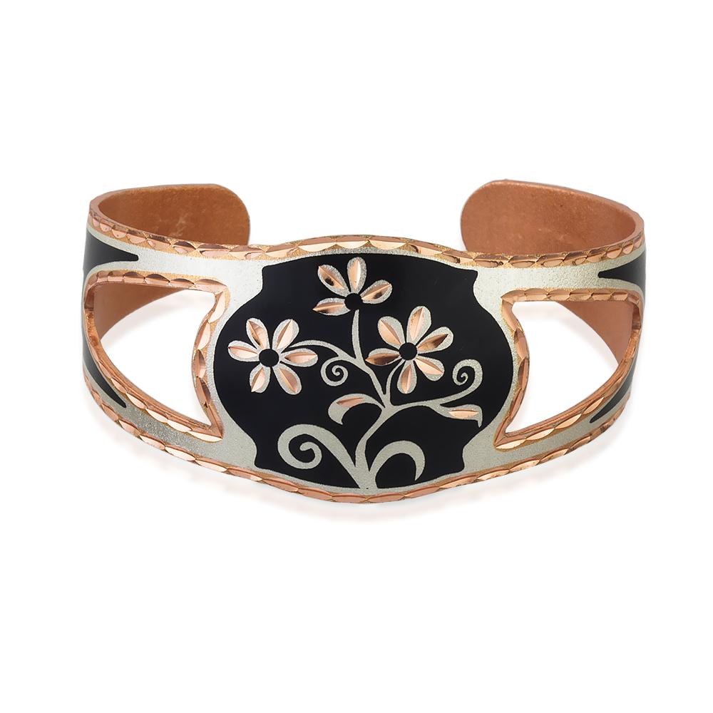 Black daisy flower design cut out bracelet