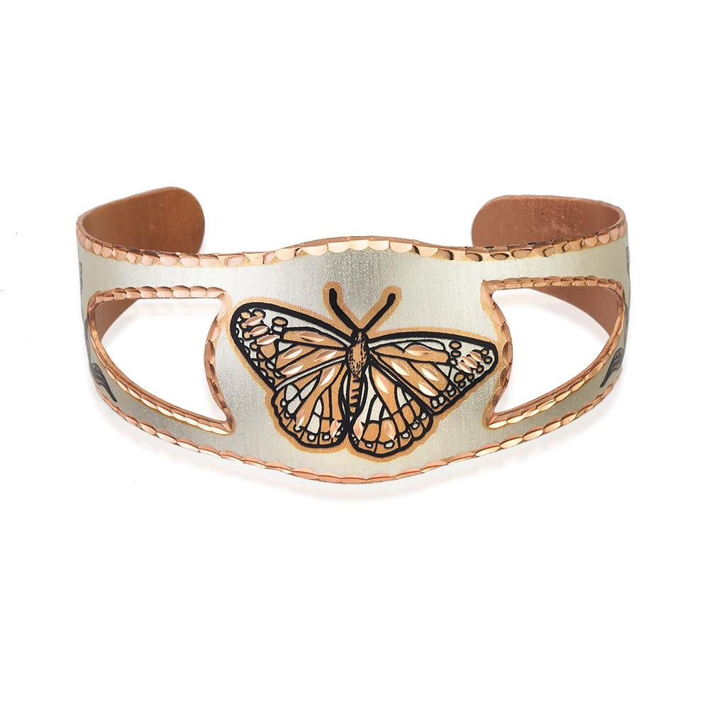 Butterfly design solid copper cut out adjustable bracelet