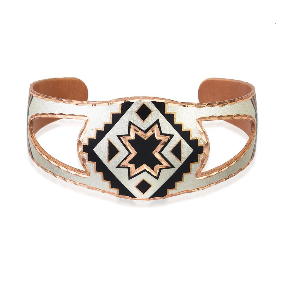 Southwestern native sunburst design solid copper cut out adjustable bracelet