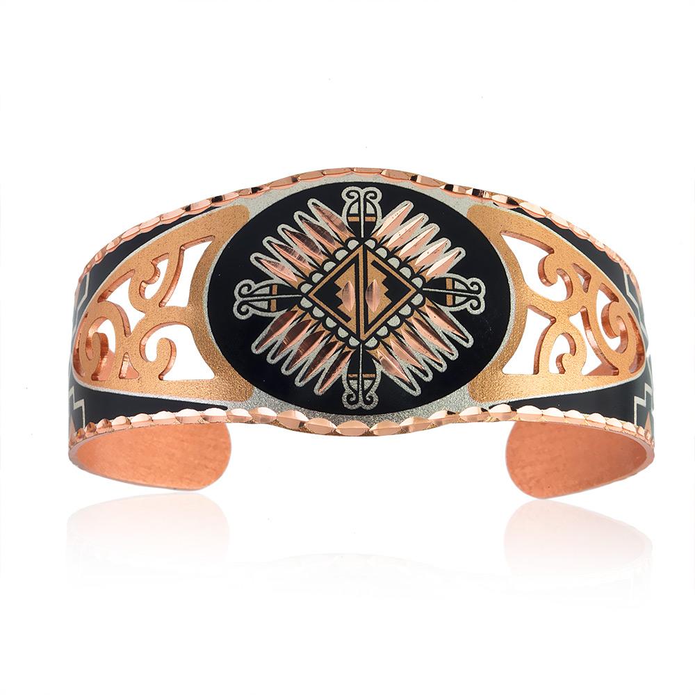 Native american sunburst design copper bracelet