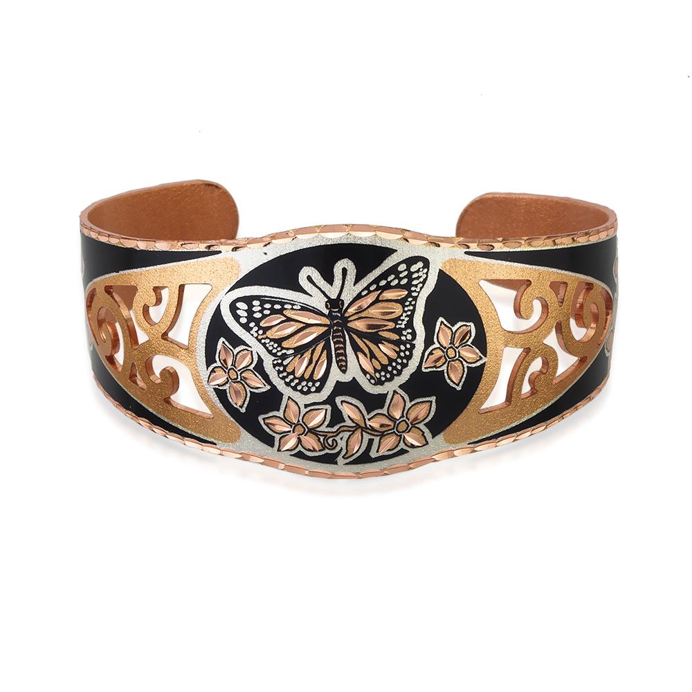 Butterfly design fligree solid copper adjustable bracelet