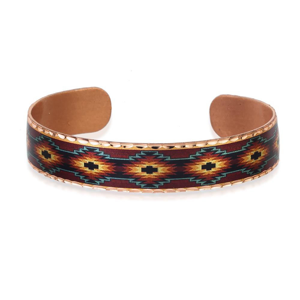Southwestern tribal narrow copper bracelet