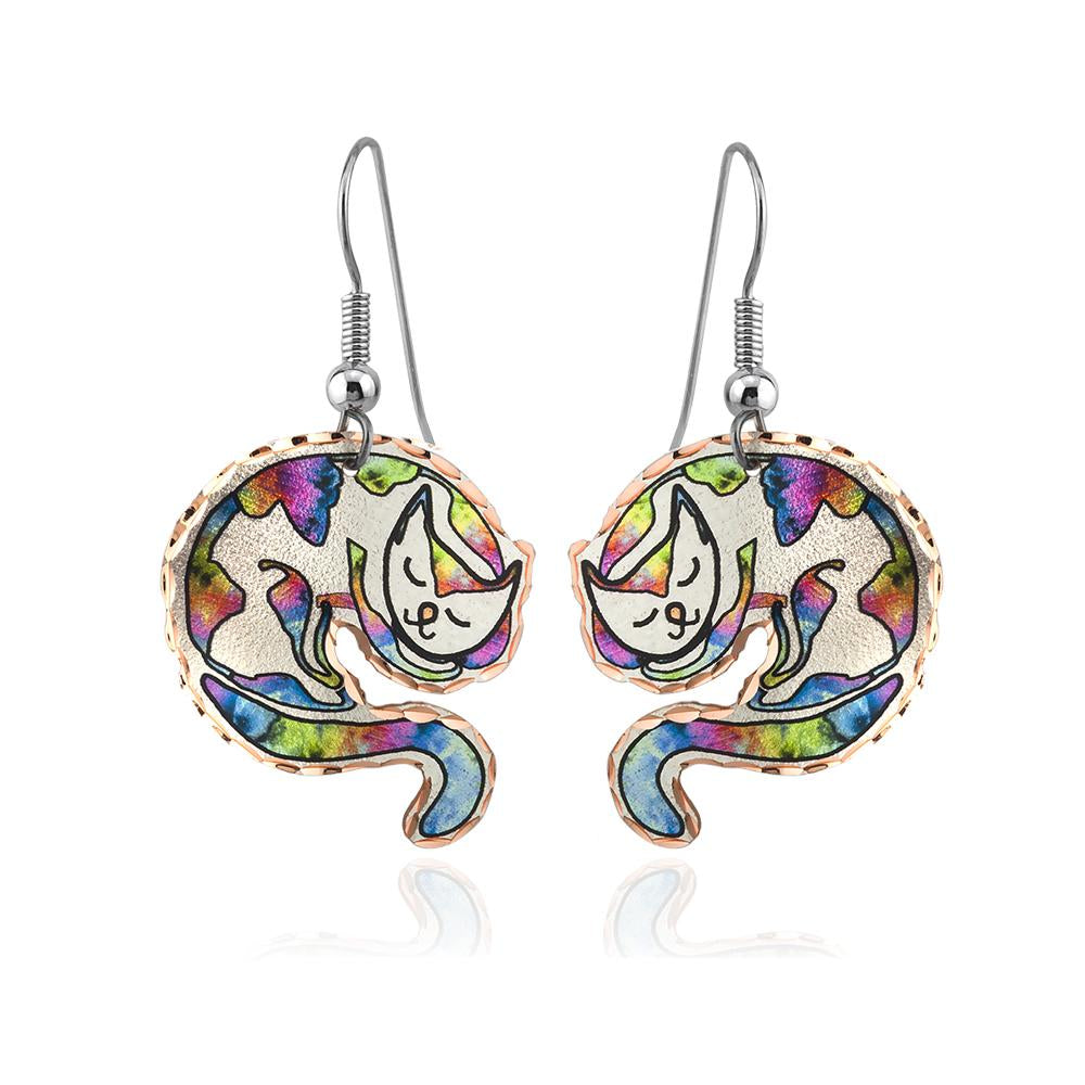 Cat design colorful earrings