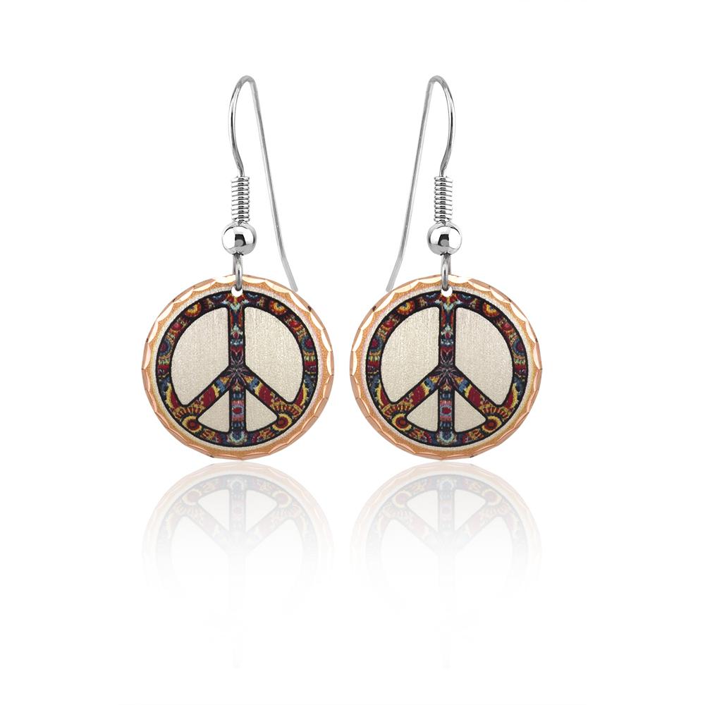 Peace symbol design earrings