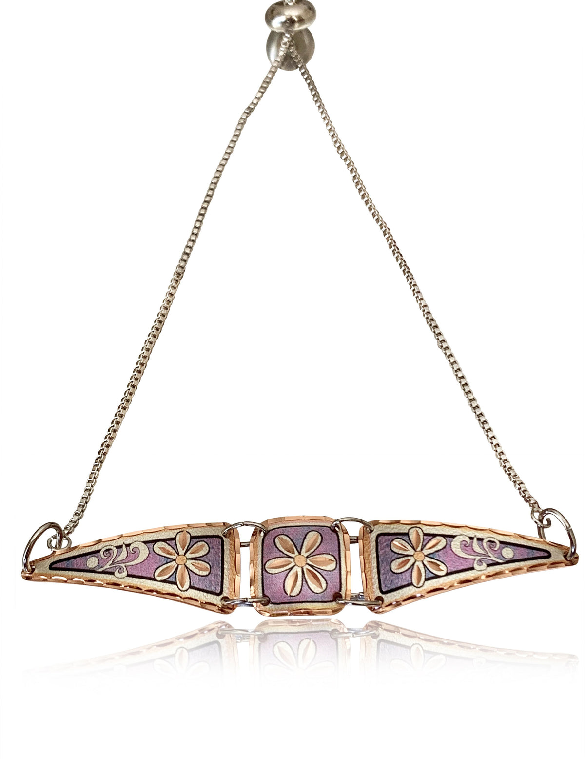 Purple daisy flower adjustable bracelet