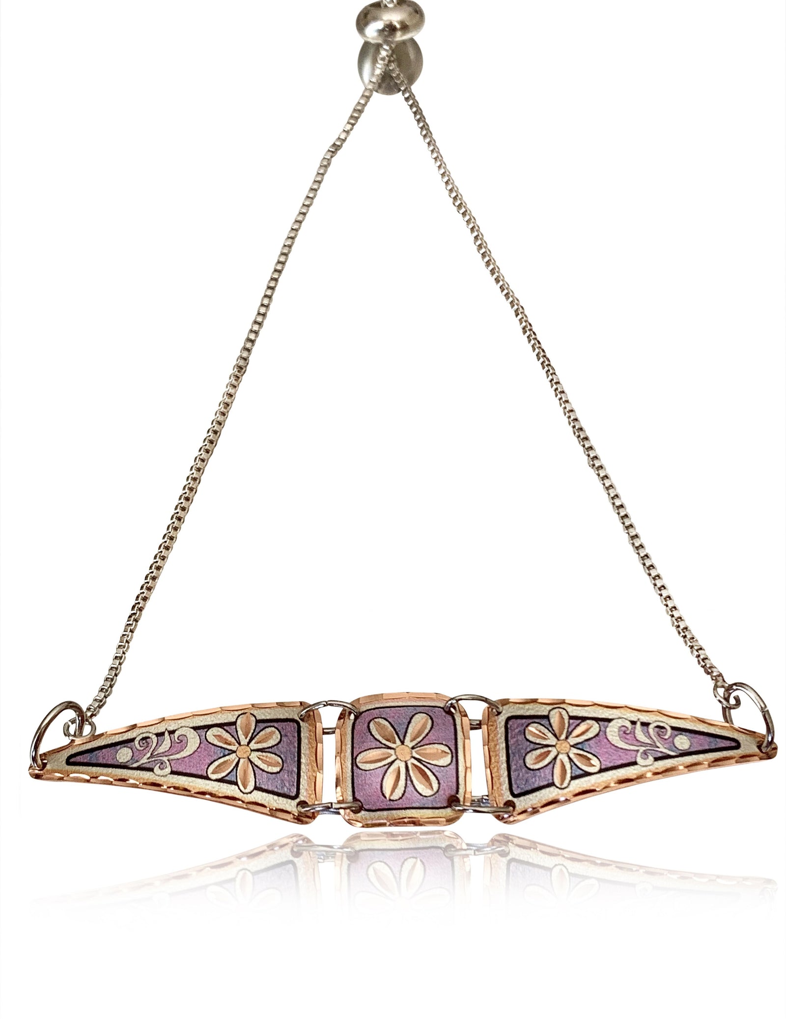 Purple daisy flower adjustable bracelet