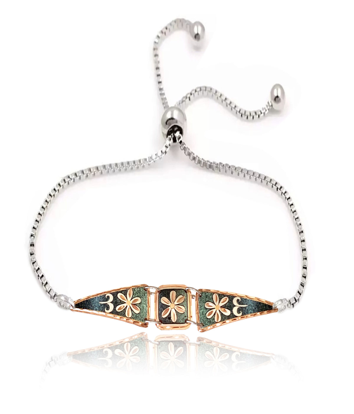 green flower adjustable chain bracelet