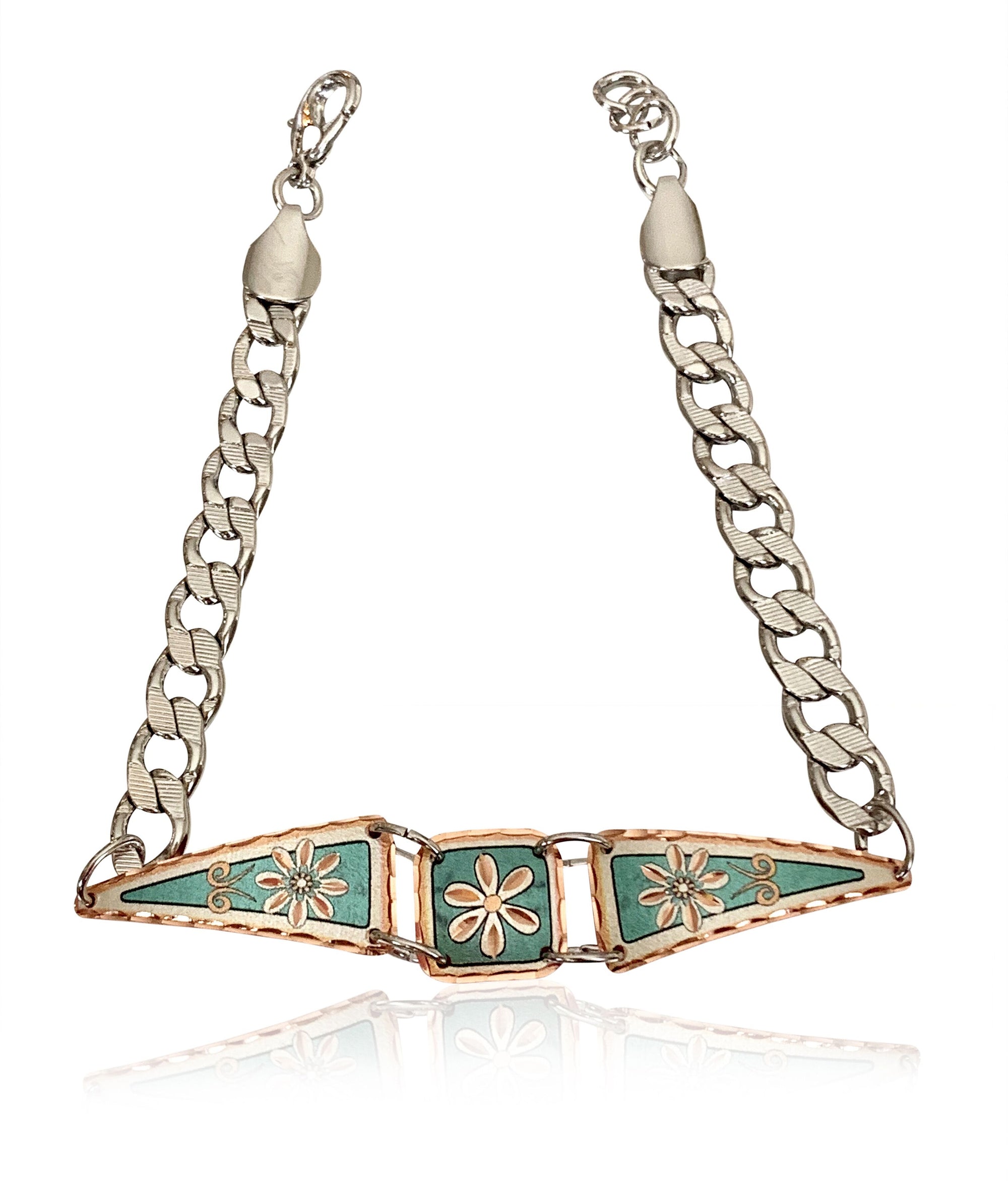 Turquoise flower adjustable chain bracelet