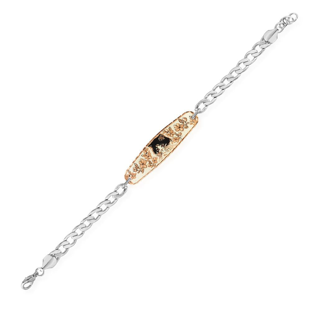 Black kitten design handmade copper adjustable chain bracelet