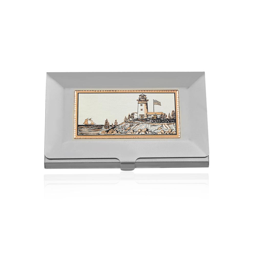 Lighthouse design handmade copper card case