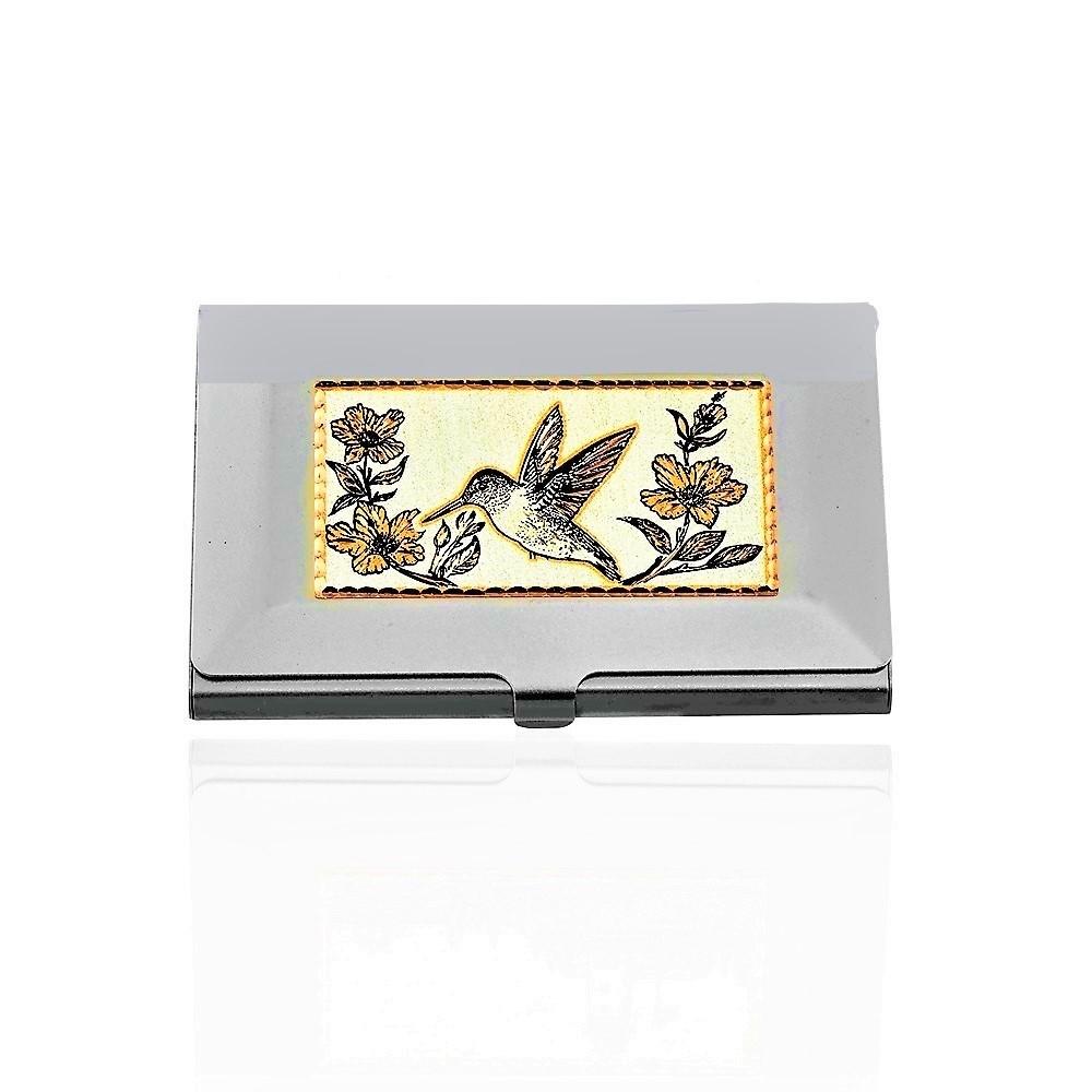 Hummingbird design handmade copper card case