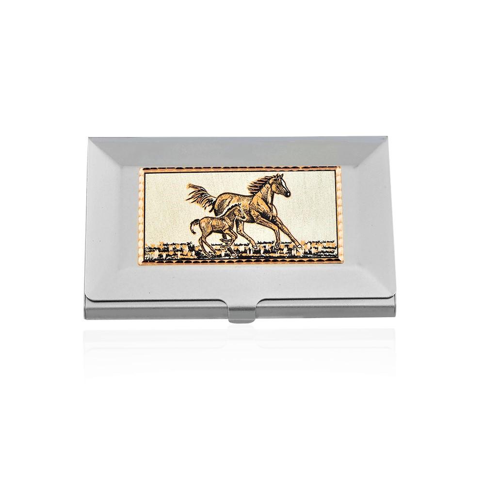Horse and foal design handmade copper card case