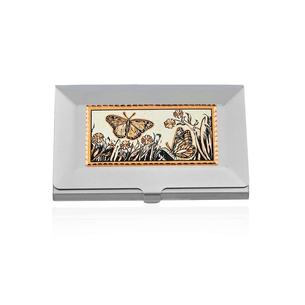 Butterfly design handmade copper card case