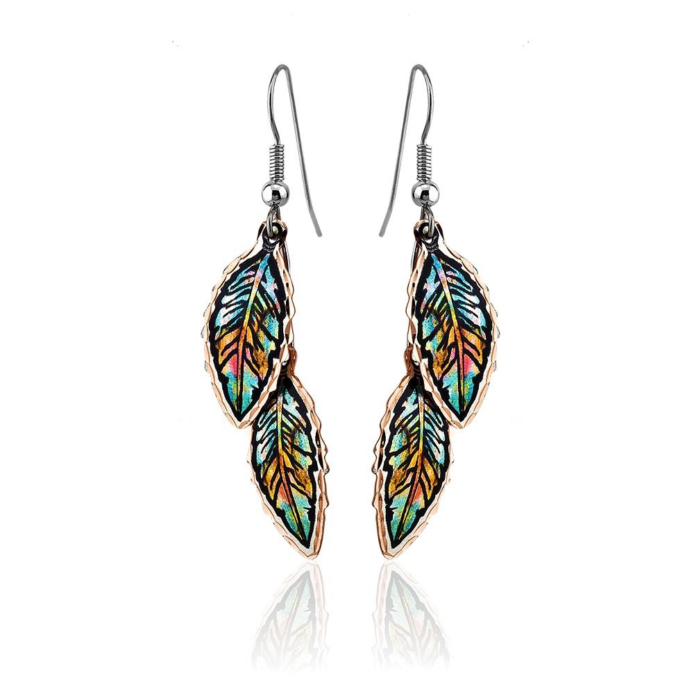 Western feather colorful design earrings