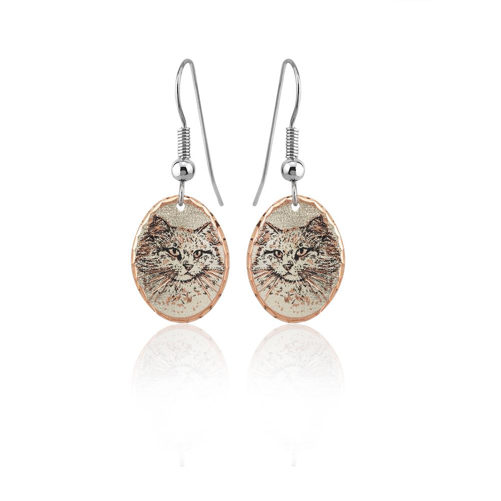 White cat design earrings