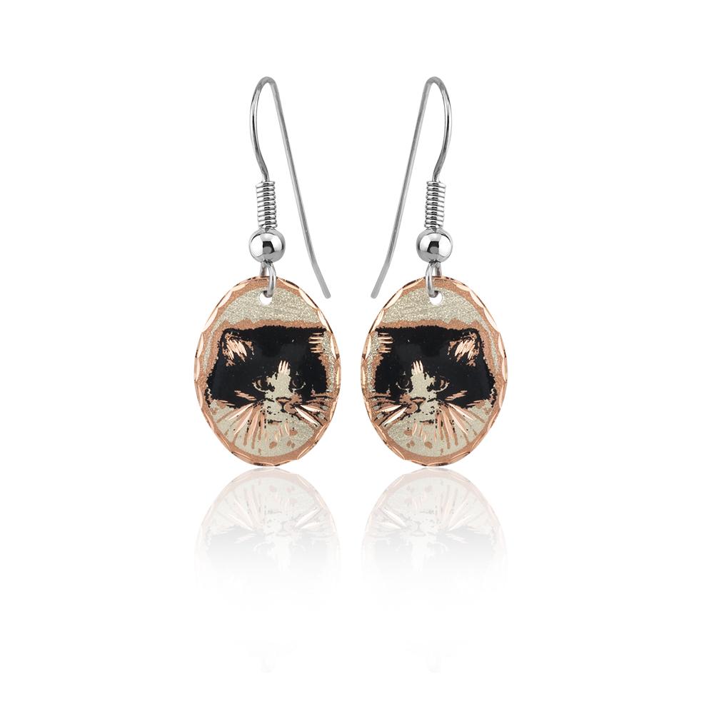 Kitty cat black design earrings