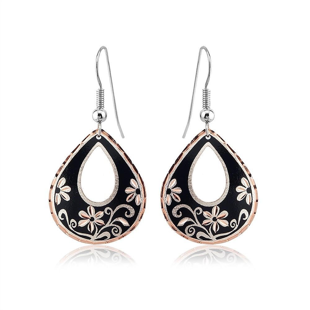 Tear drop design floral earrings
