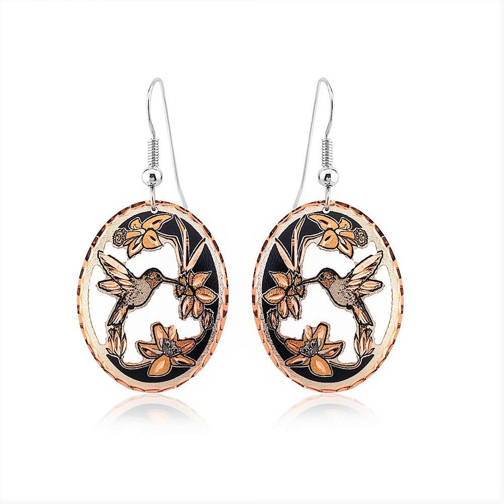 Hummingbird design cut out earrings