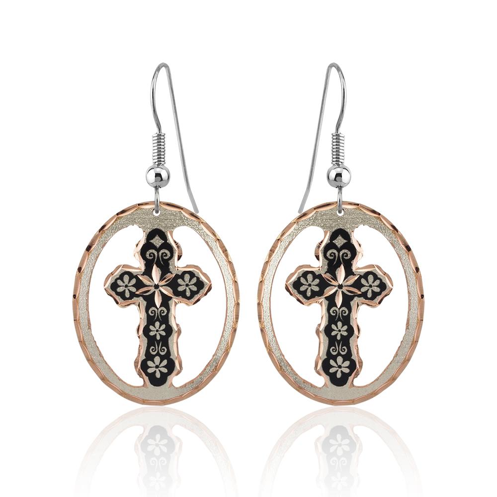 Cross design cut out earrings