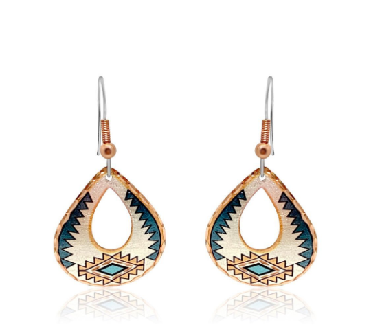 Southwestern design tear drop earrings