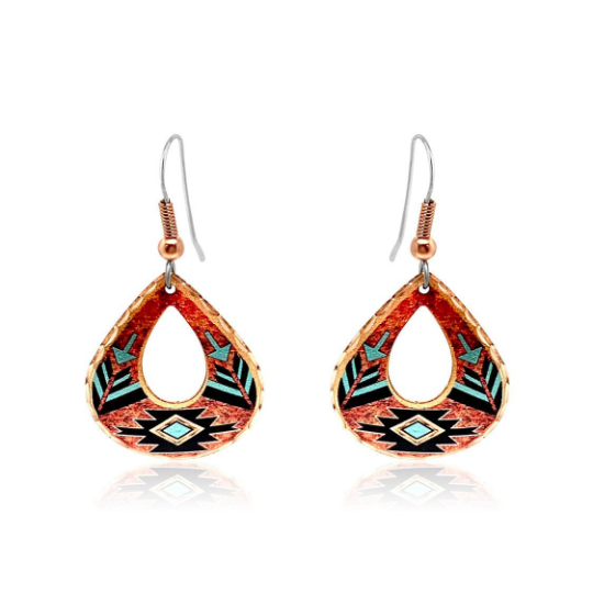 Southwestern design tear drop earrings