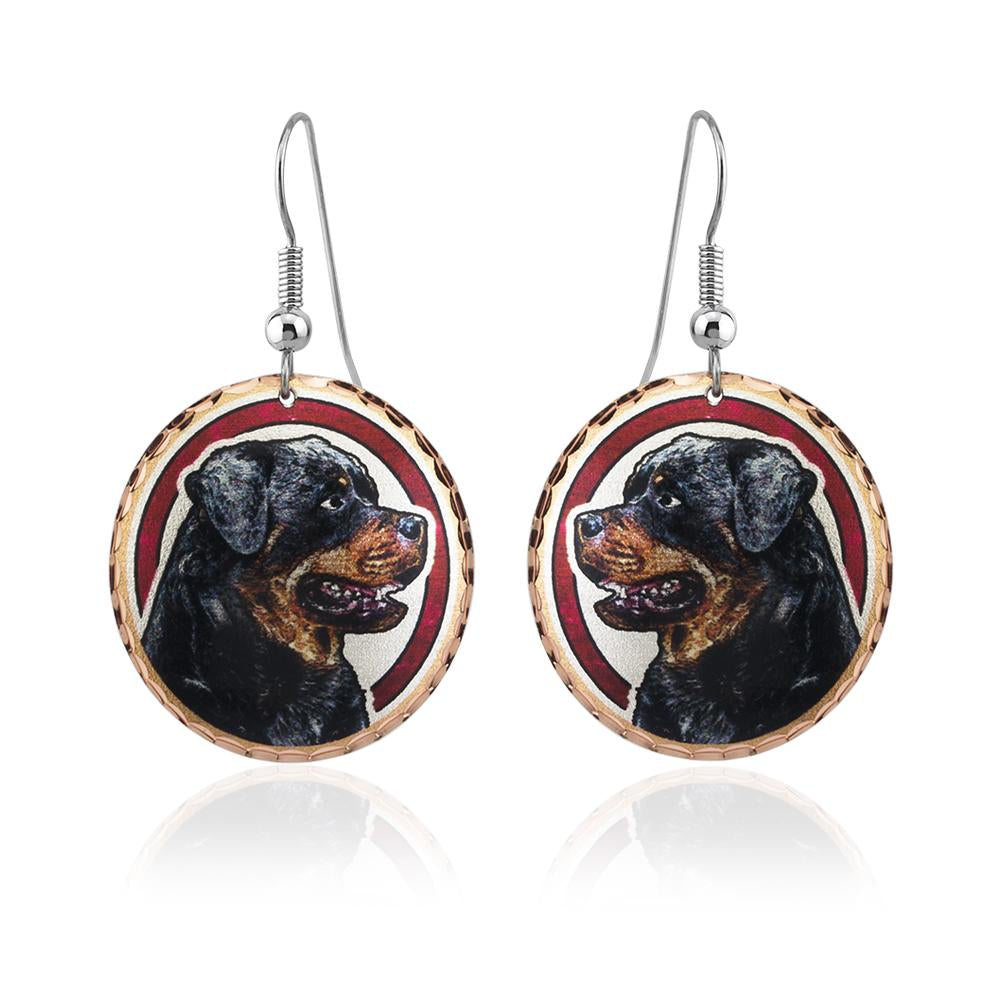 Rottweiler dog design earrings