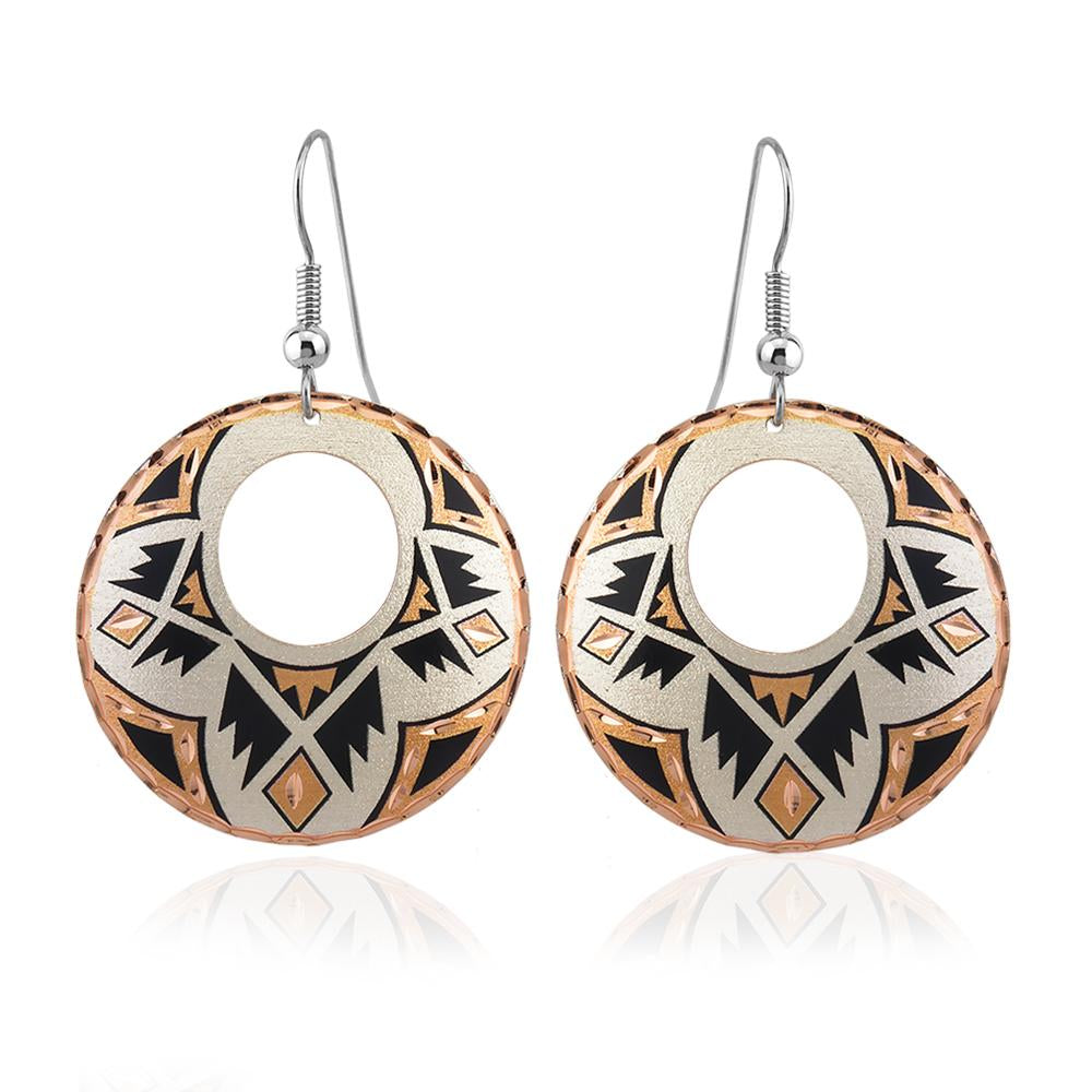 Western round design earrings