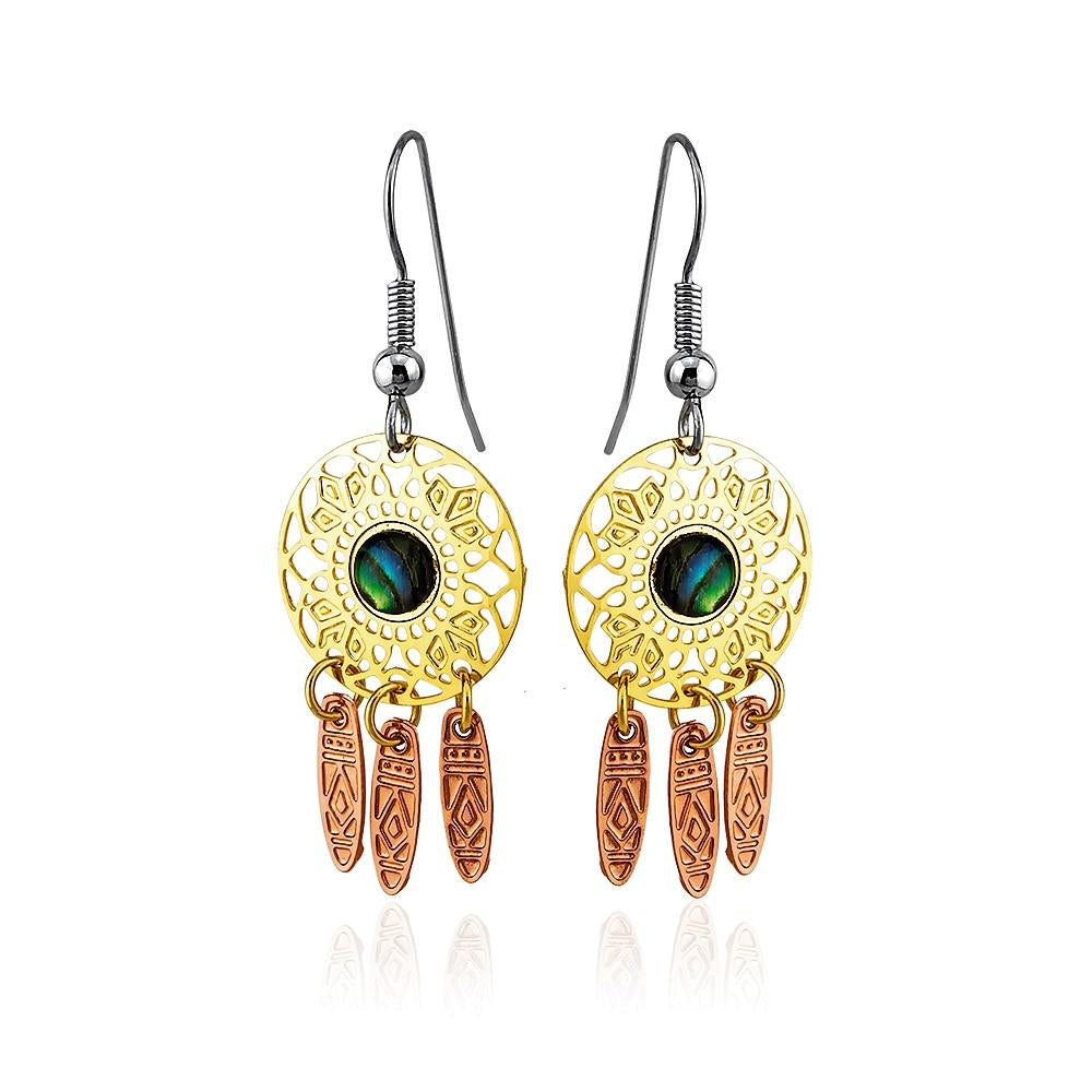 Dream catcher earrings with sea shell