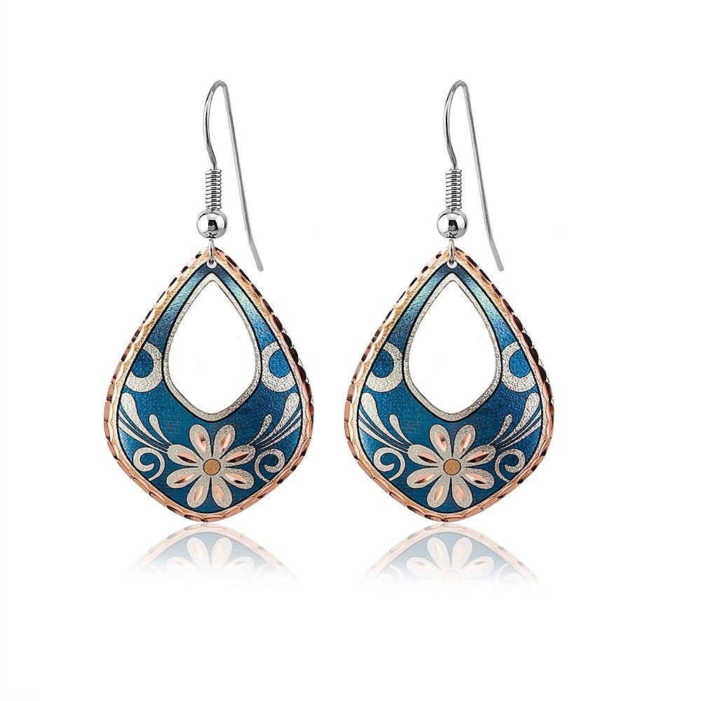 Light blue floral design earrings