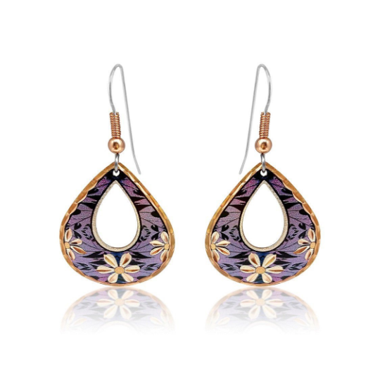 Purple color tear drop earrings