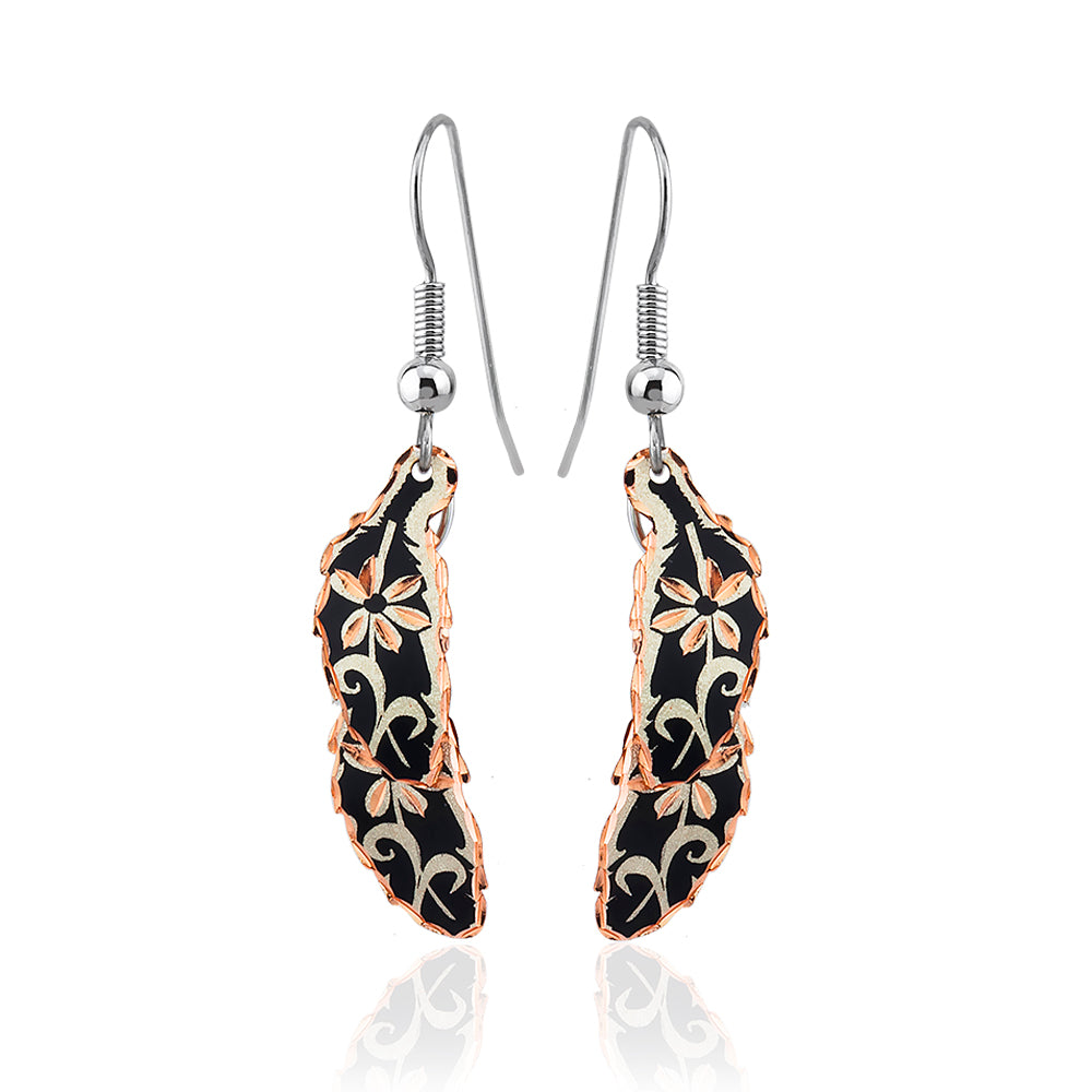 Floral feather earrings