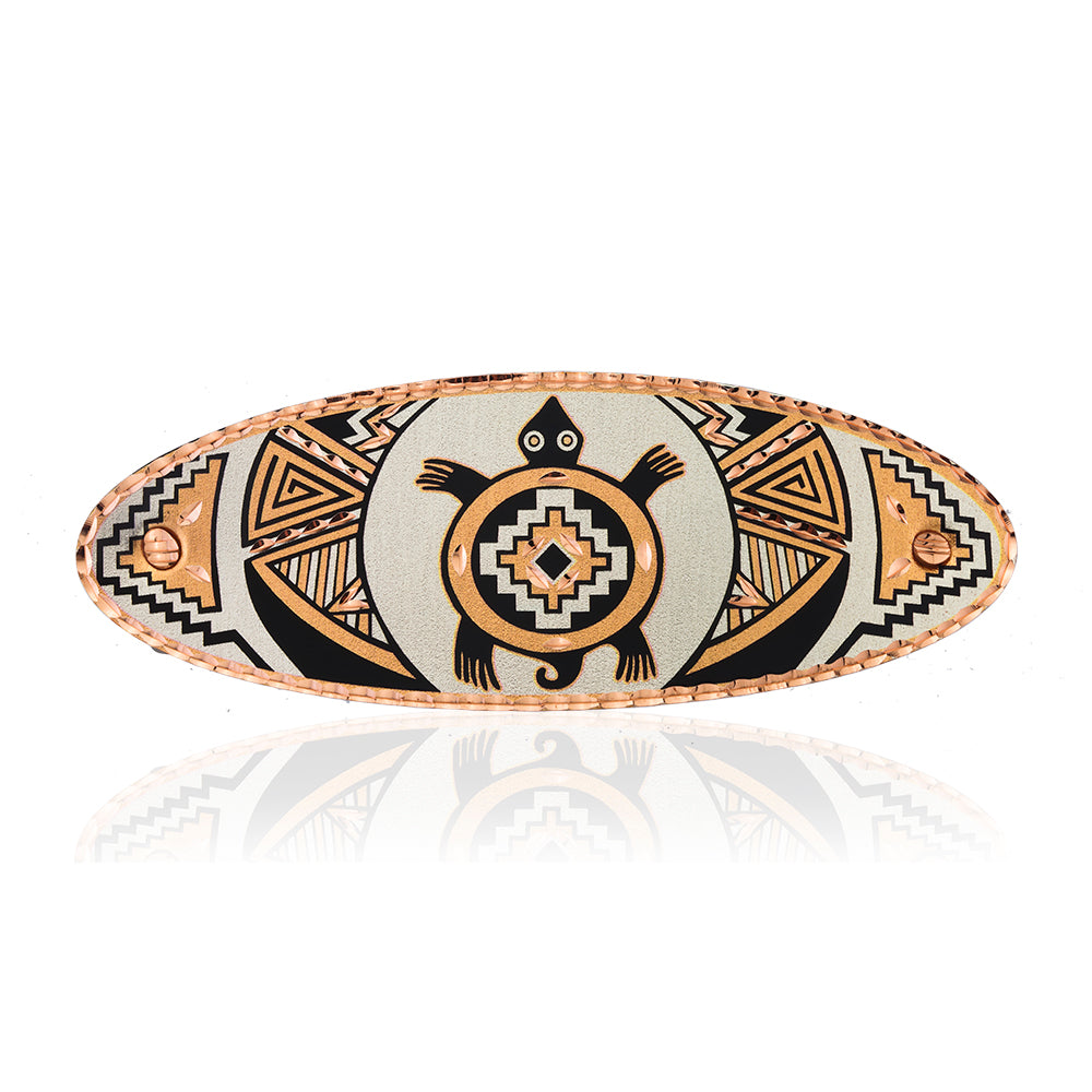 Southwestern  native turtle design handmade copper hair barrettes