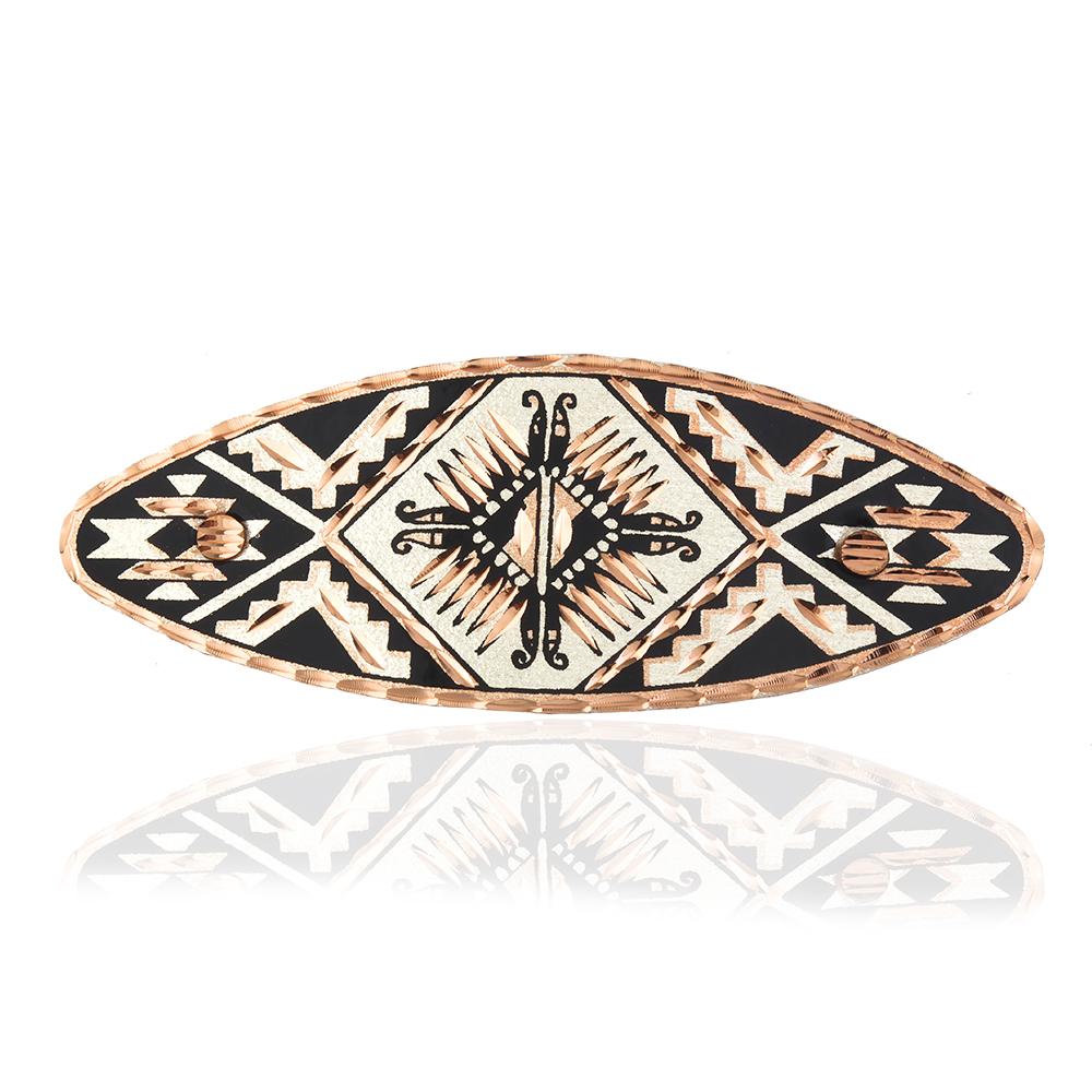 Indian sunburst design handmade copper small hair barrette