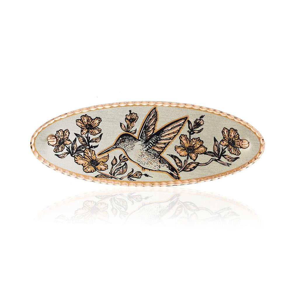Hummingbird design handmade copper hair barrettes small