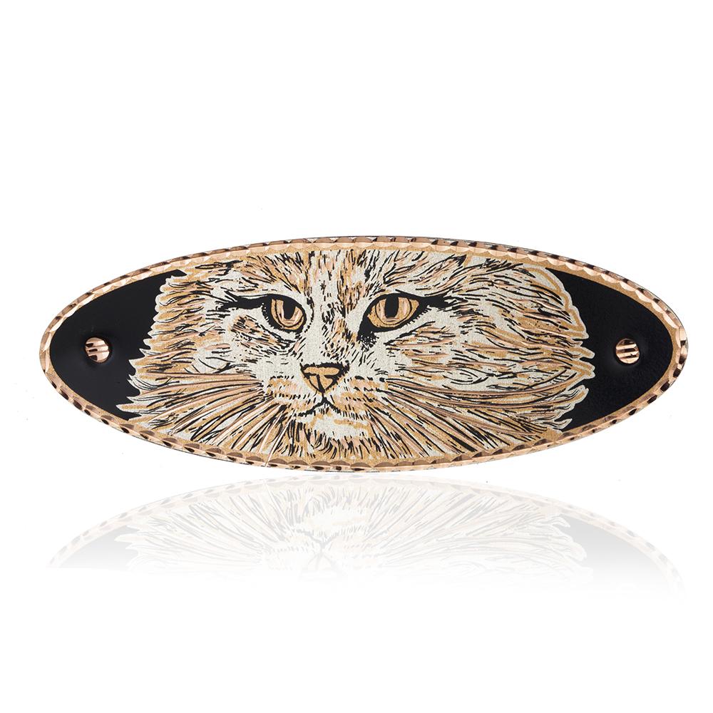 Cat design handmade copper hair barrettes