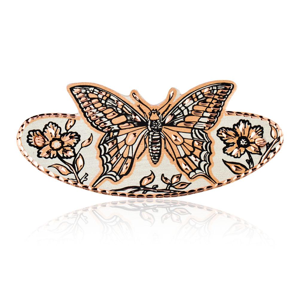 Butterfly design handmade copper hair barrettes