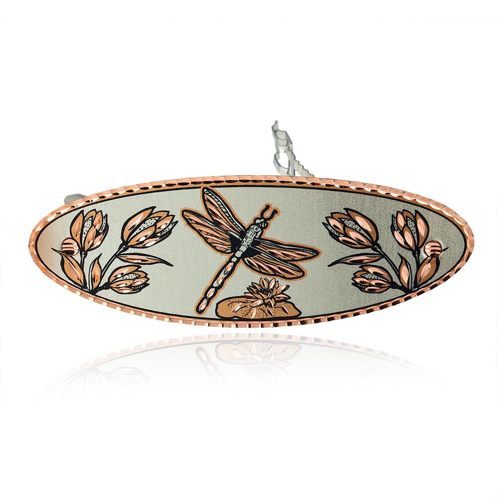Dragonfly design handmade copper hair barrette