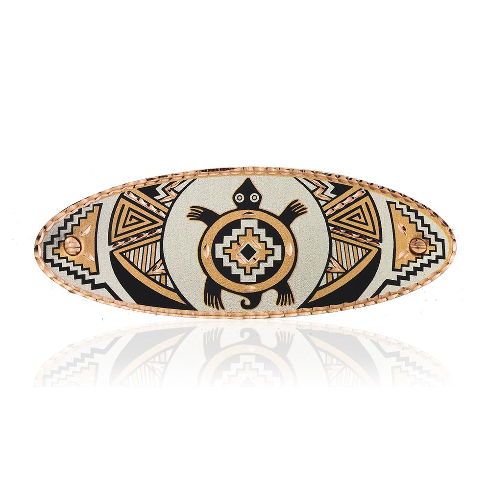 Southwestern native turtle design handmade copper hair barrettes