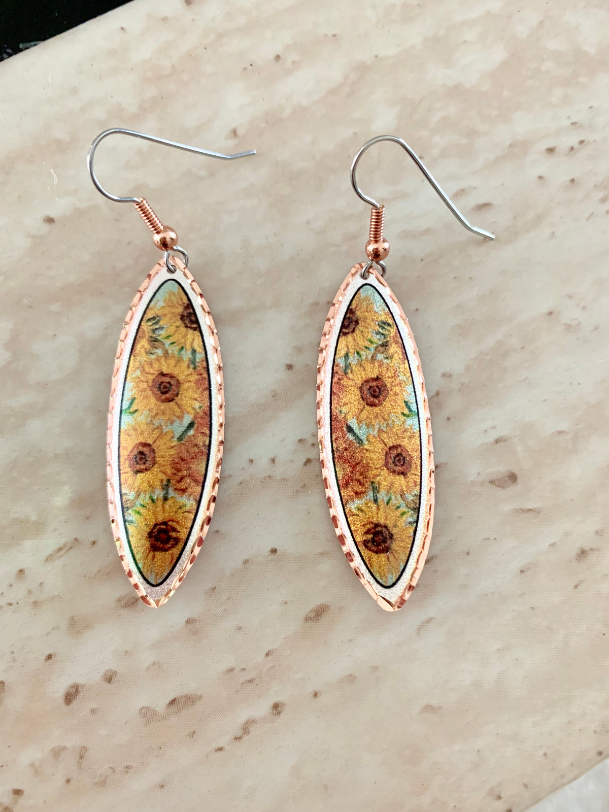 Van Gogh Sun Flower Design Earrings
