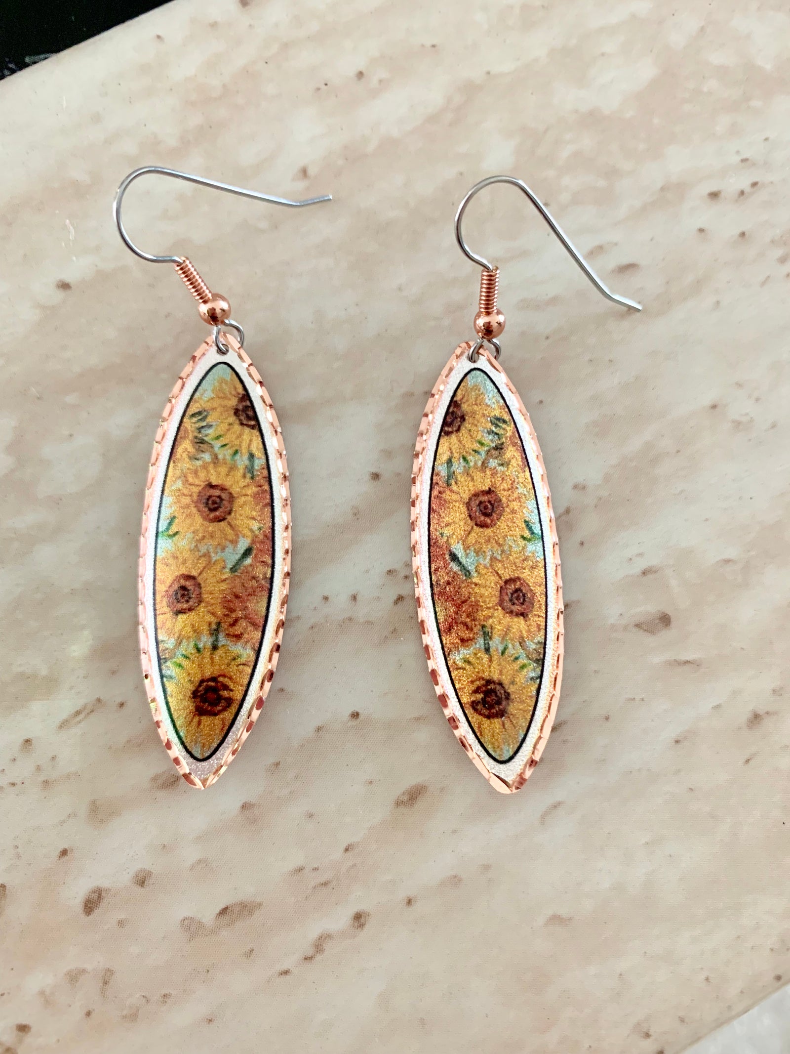 Van Gogh Sun Flower Design Earrings