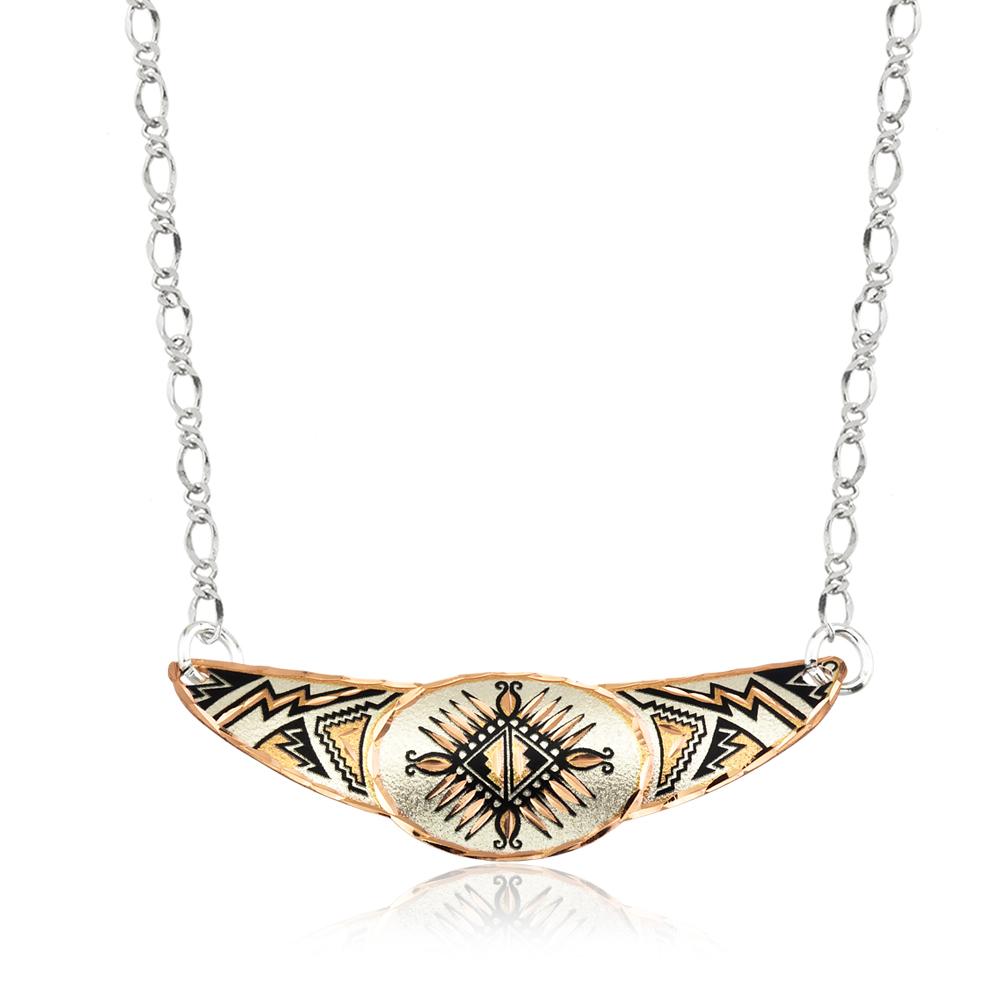 Southwestern sunburst design handmade adjustable copper choker