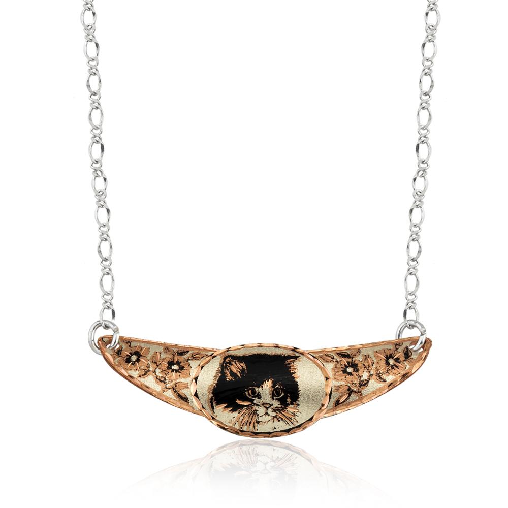 Kitten design handmade adjustable copper choker