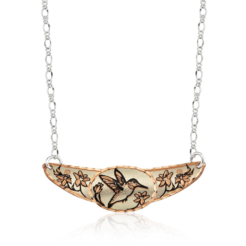 Hummingbird design handmade adjustable copper choker