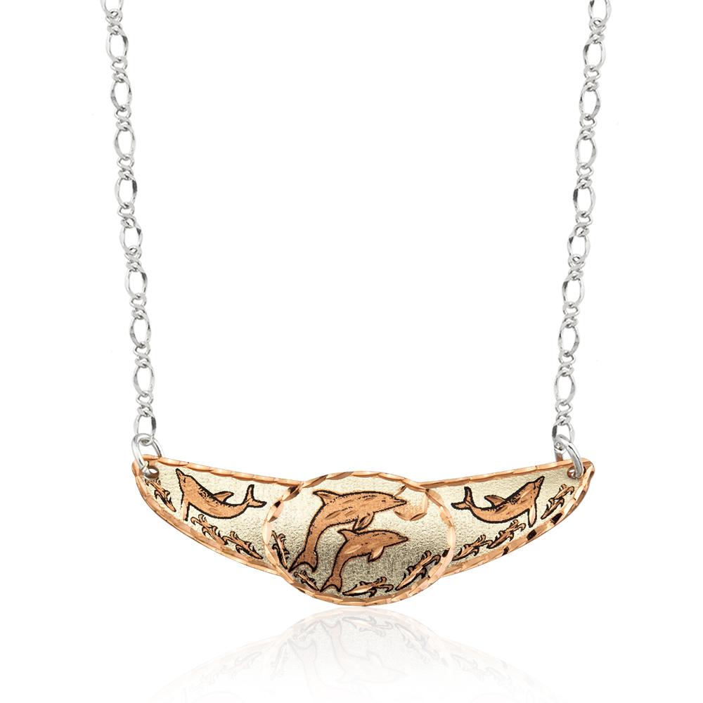 Dolphin design handmade adjustable copper choker