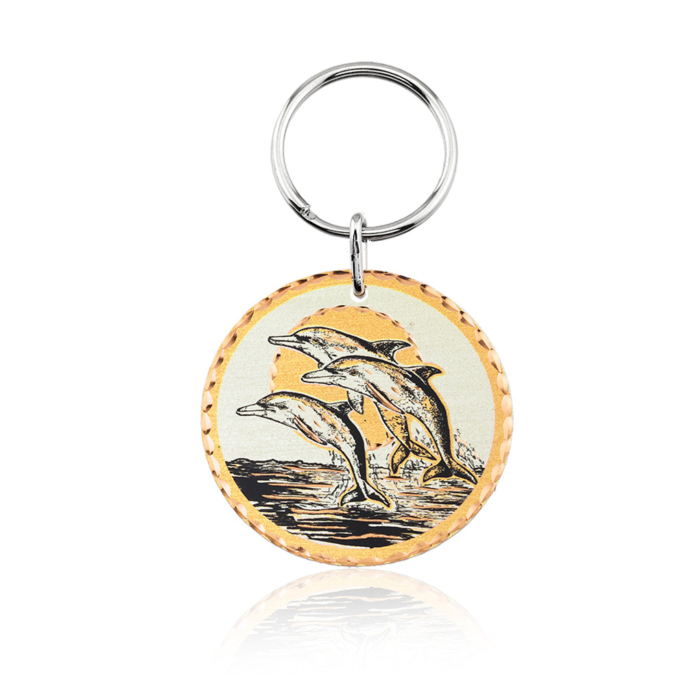 Dolphin design handmade copper  key chain