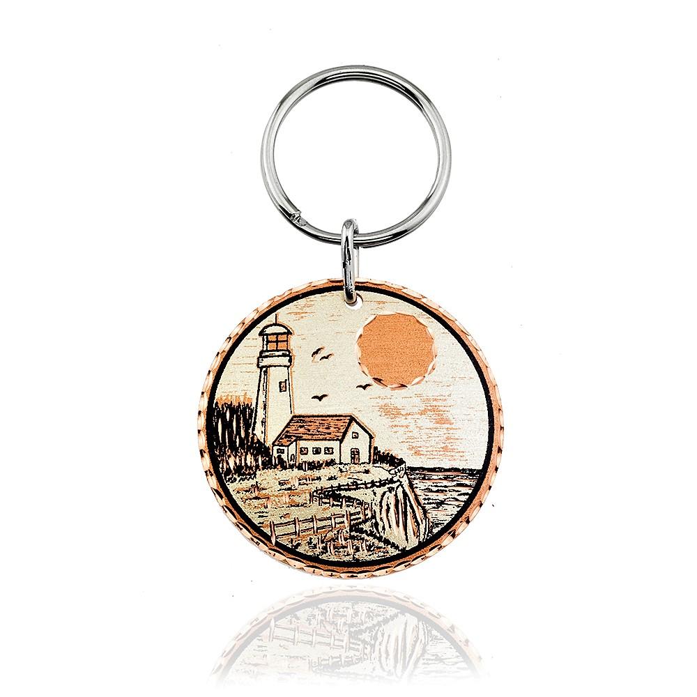 Lighthouse design handmade copper key chain