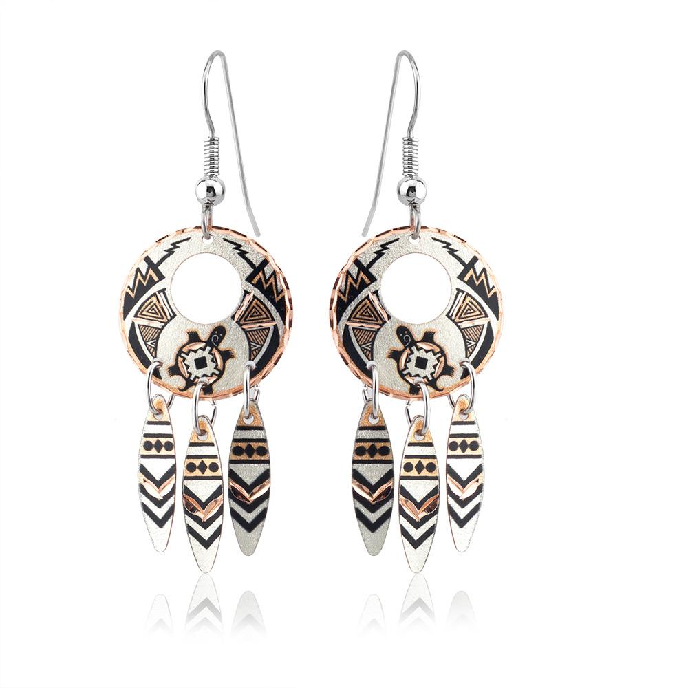 Turtle design dreamcatcher earrings