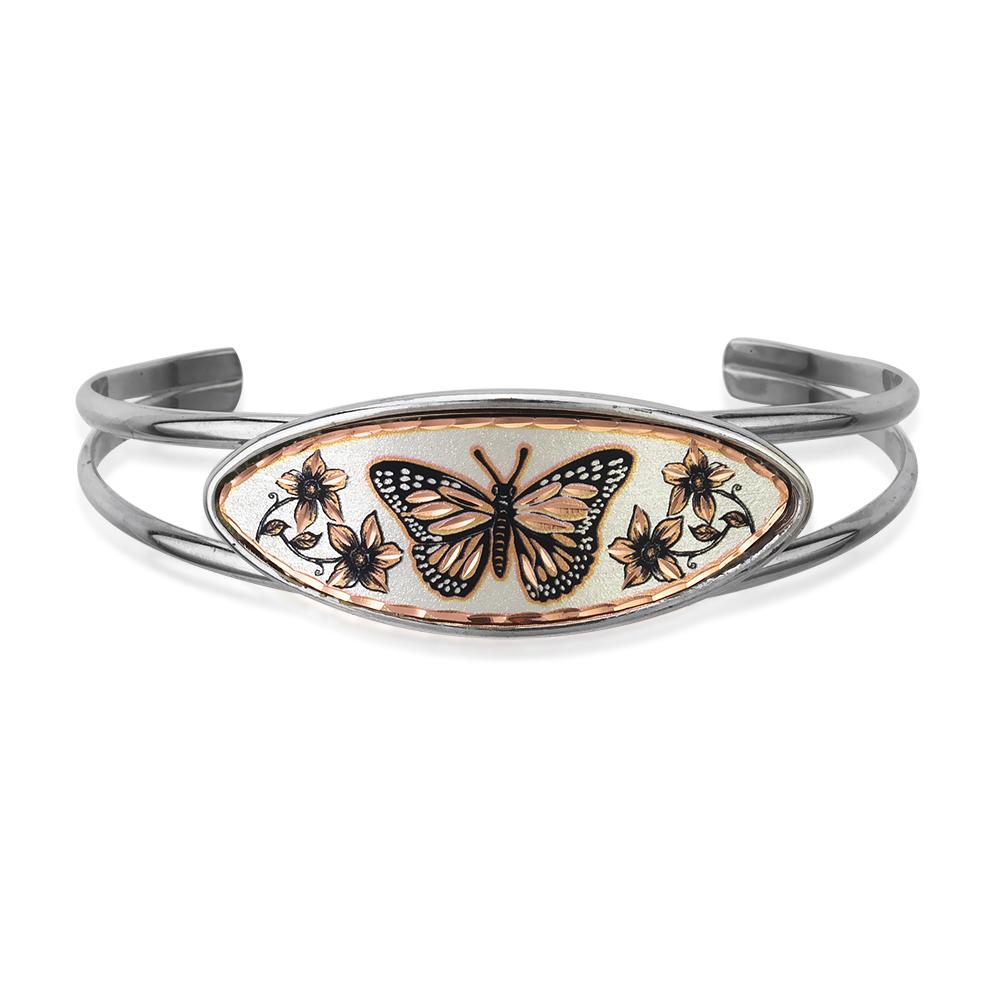 Monarch butterfly design wire bracelet