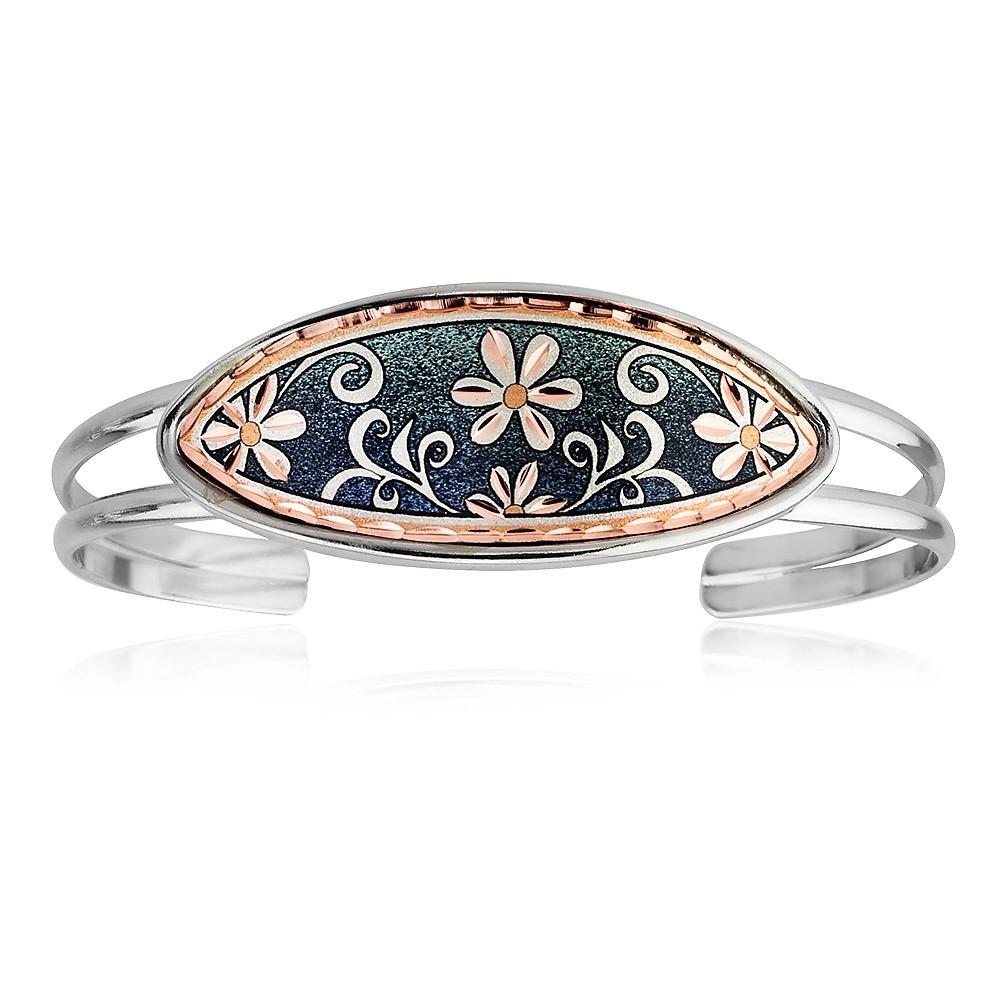 Green floral design wire bracelet