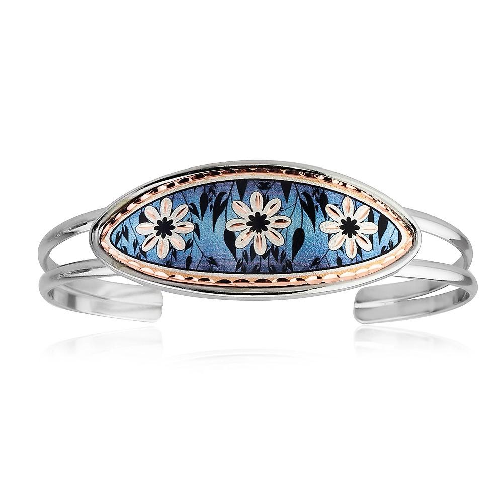 Dark Blue floral design wire bracelet